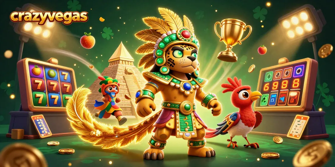 Experience winning spins at crazyvegas with a vibrant 3D scene showcasing Mayan themes and slot elements.