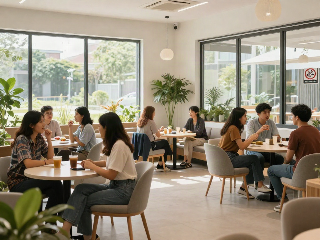 Enjoying a clean smoke-free space at Berkat Home Living while engaging with community, featuring rokok88 elements.