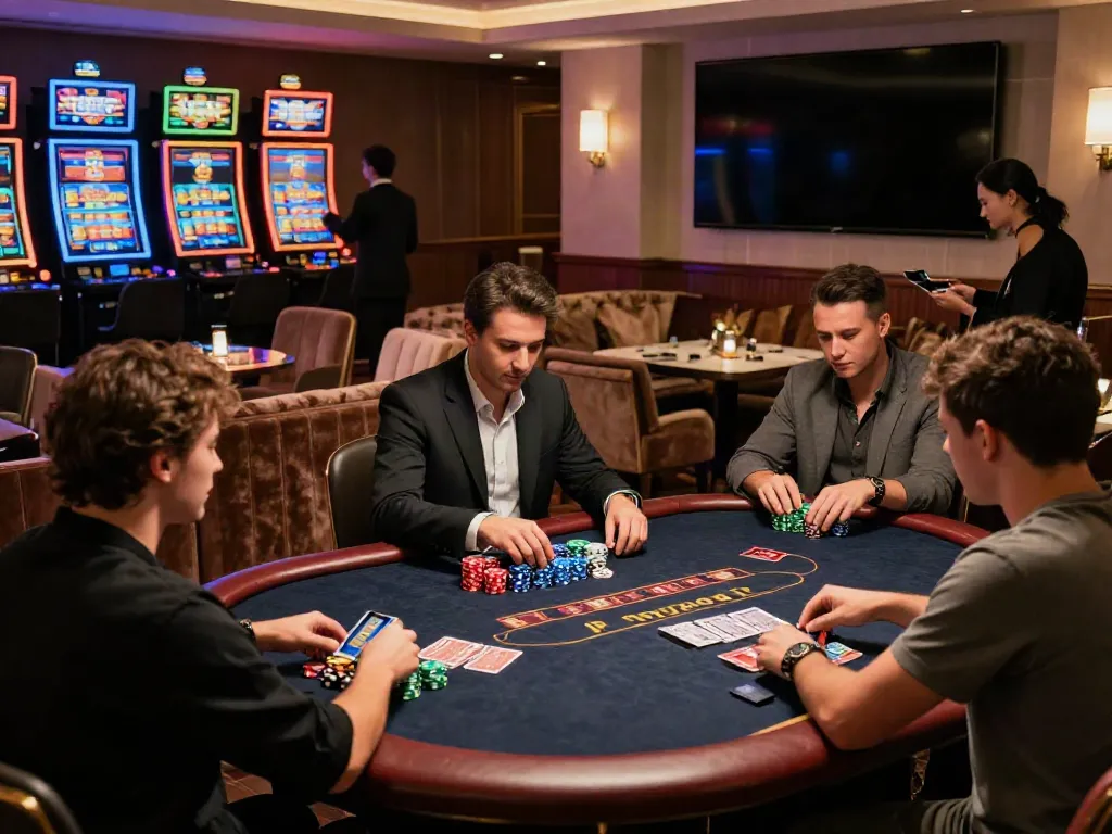 Exciting gaming experience at credit card casinos with players and vibrant surroundings.